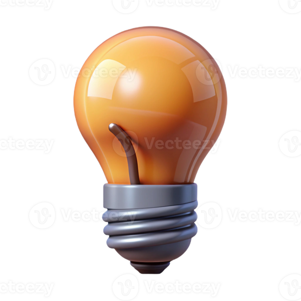 beautiful playful retro Concept art style, ultra-detailed, isolated cutout of a single, stylized, lightbulb filament with Transparent Background 4K png