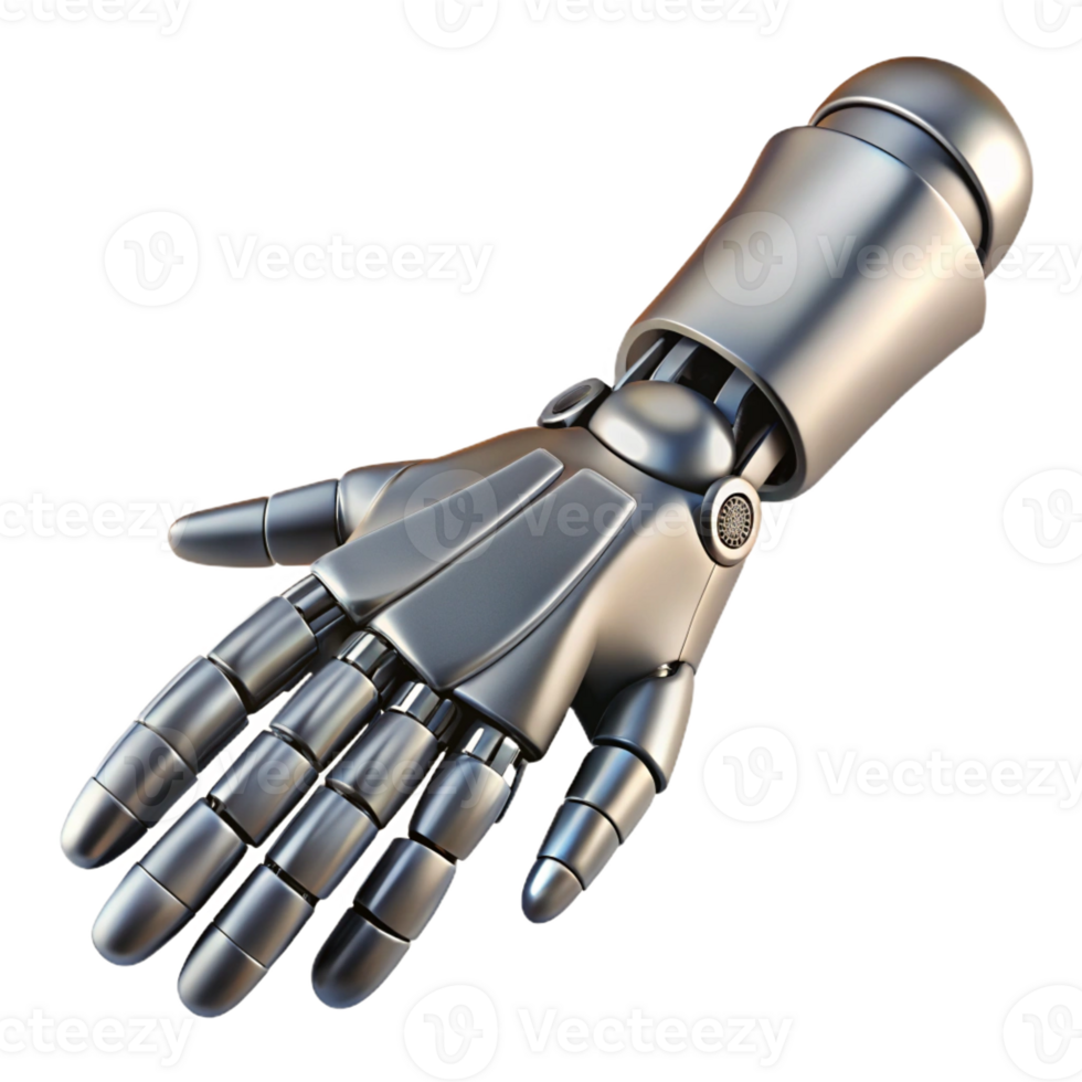celebrated nordic Photorealistic, ultra-detailed, hyper-specific professional render of a biomechanical prosthetic arm, isolated cutout with Transparent Background masterfully captured png