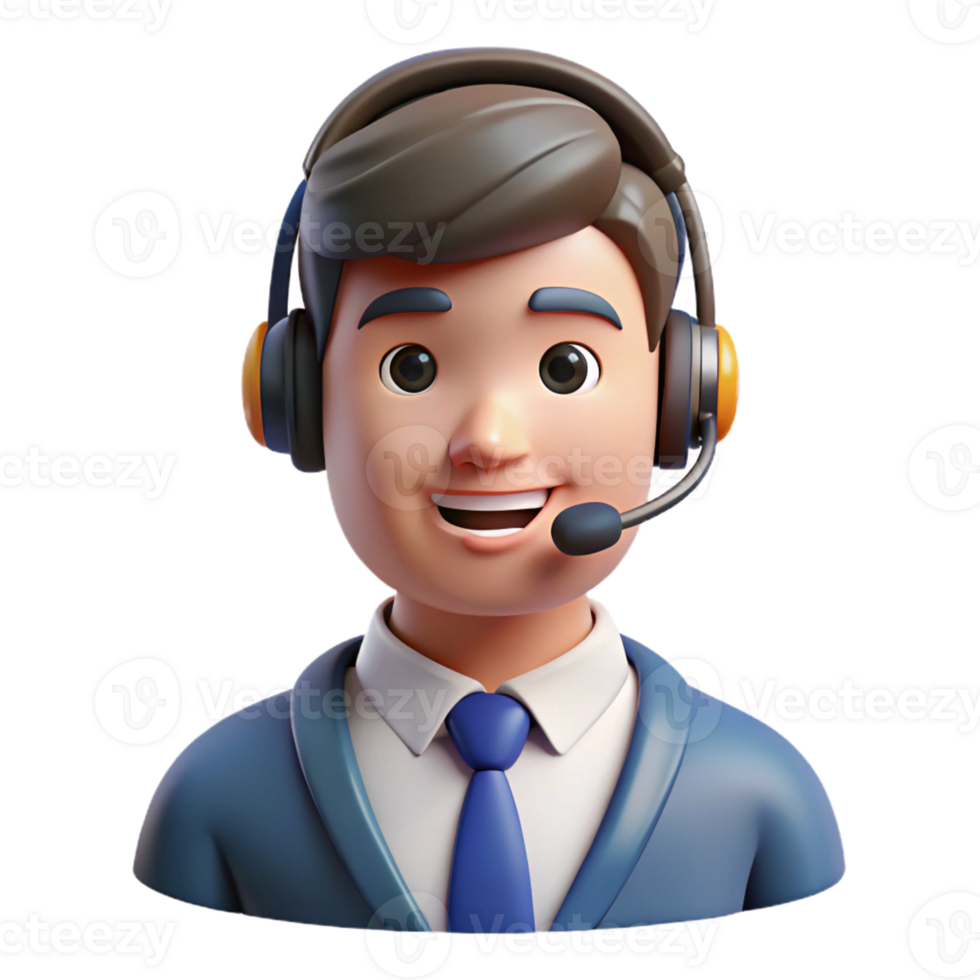elegant intense nordic Portrait of a helpful customer service representative, with Transparent Background premium png