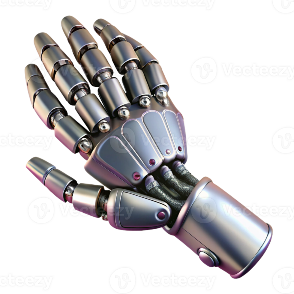 dramatic sumptuous Photorealistic, ultra-detailed, hyper-specific professional render of a biomechanical prosthetic arm, isolated cutout with Transparent Background gallery standard png