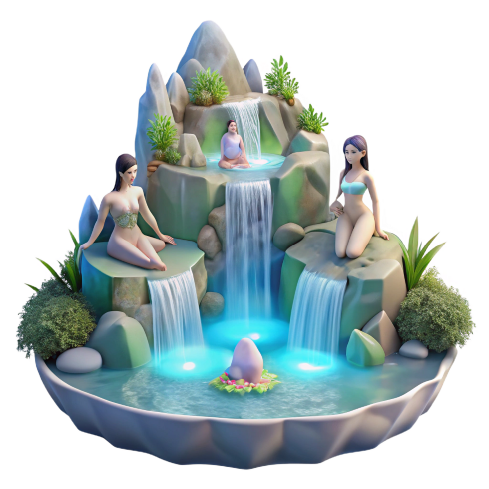 wonderful artistic A Group of Graceful Nymphs Bathing in a detailed png