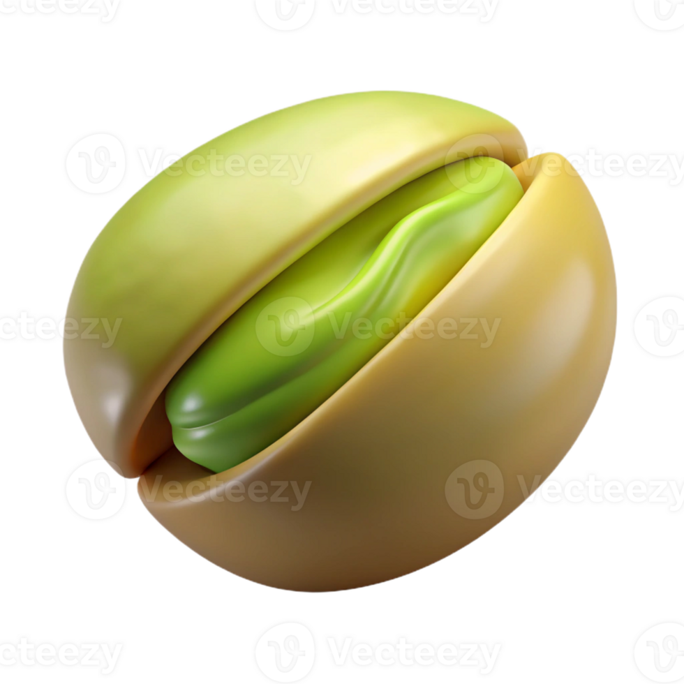 bold wonderful Professional render ultra-detailed isolated cutout of a single pistachio, shelled, with Transparent Background refined png