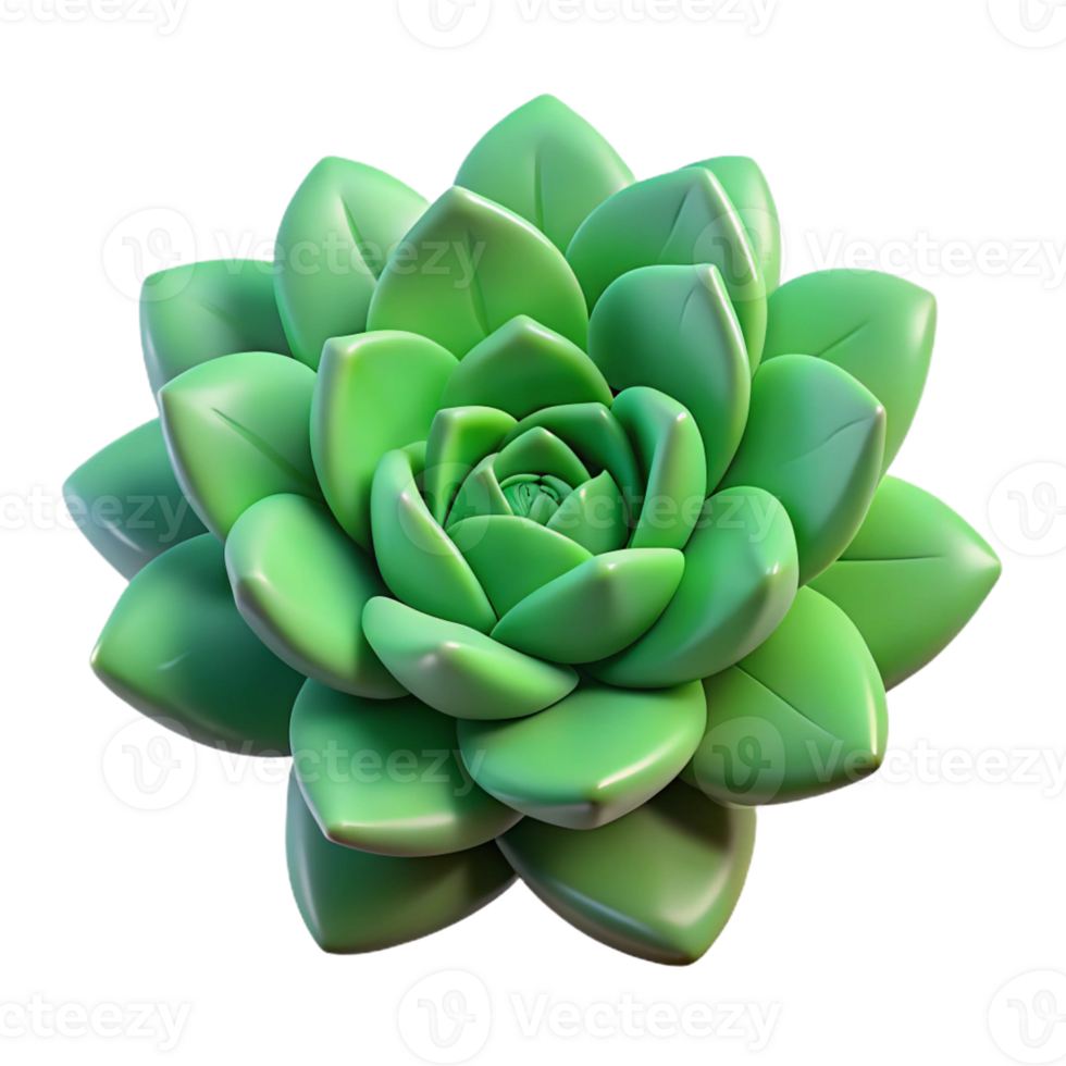 alluring tropical Succulent, rosette shape, green with Transparent Background crisp png