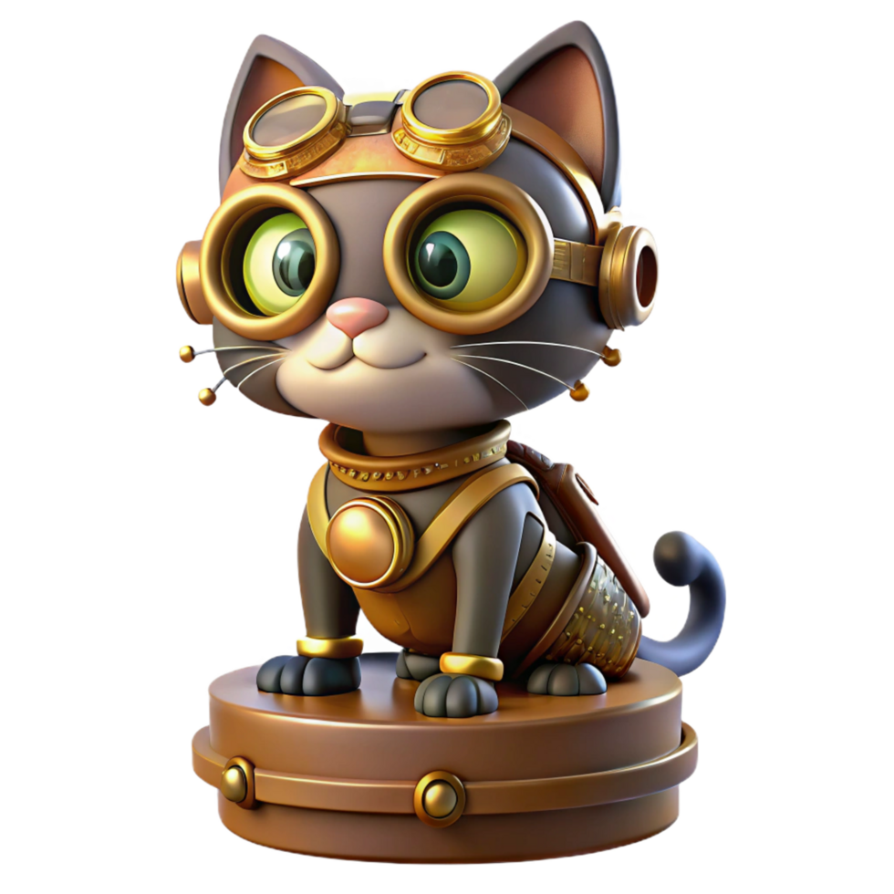 vibrant classic A Steampunk Cat Wearing a Tiny Aviator professional png