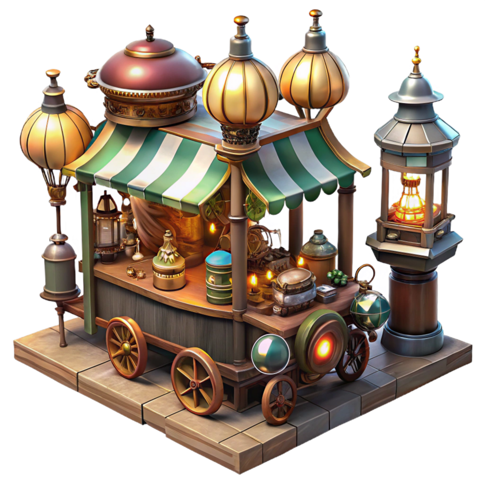 extraordinary vintage A Bustling Steampunk Marketplace Filled premium png
