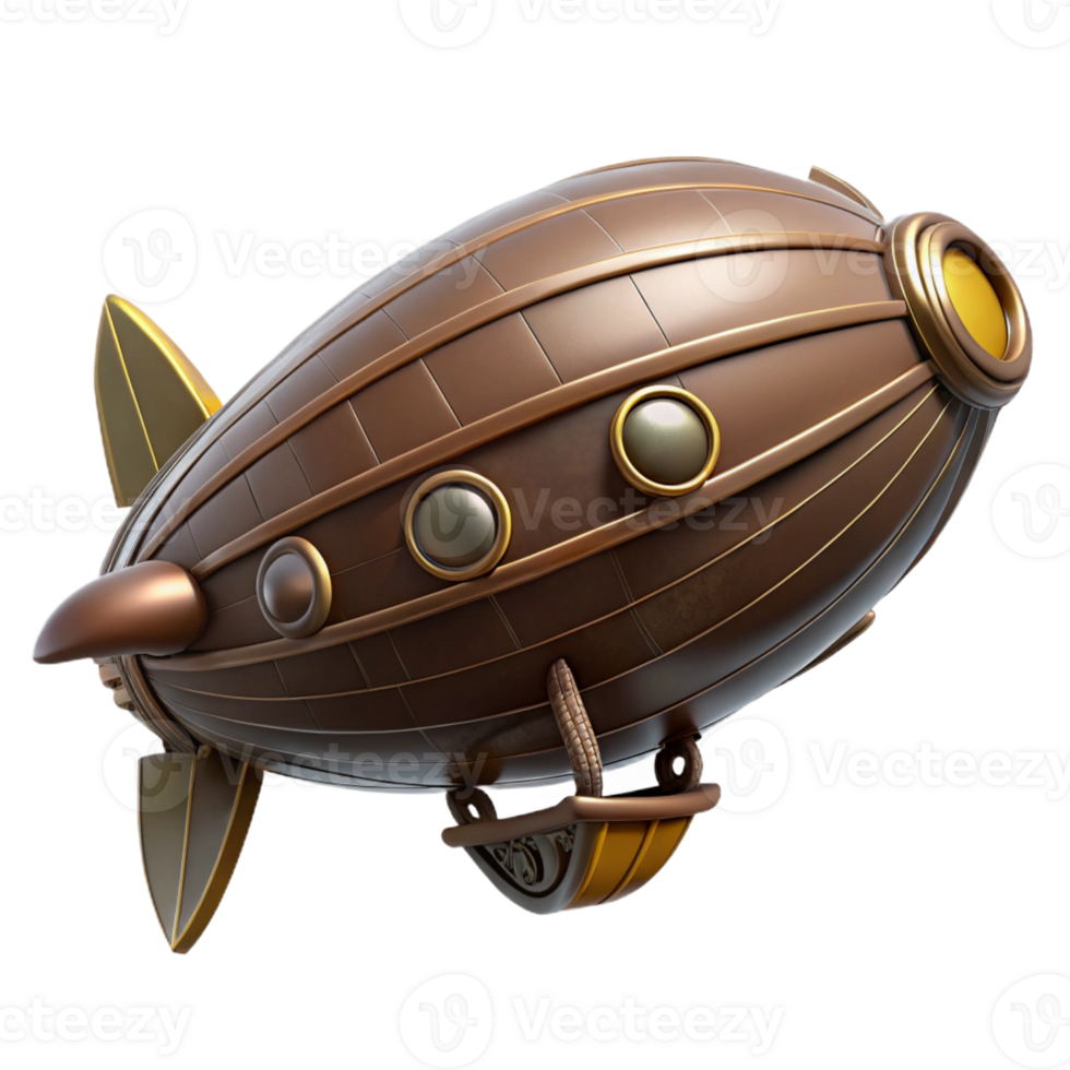 alluring quintessential Steampunk zeppelin miniature model with detailed fins with Transparent Background png