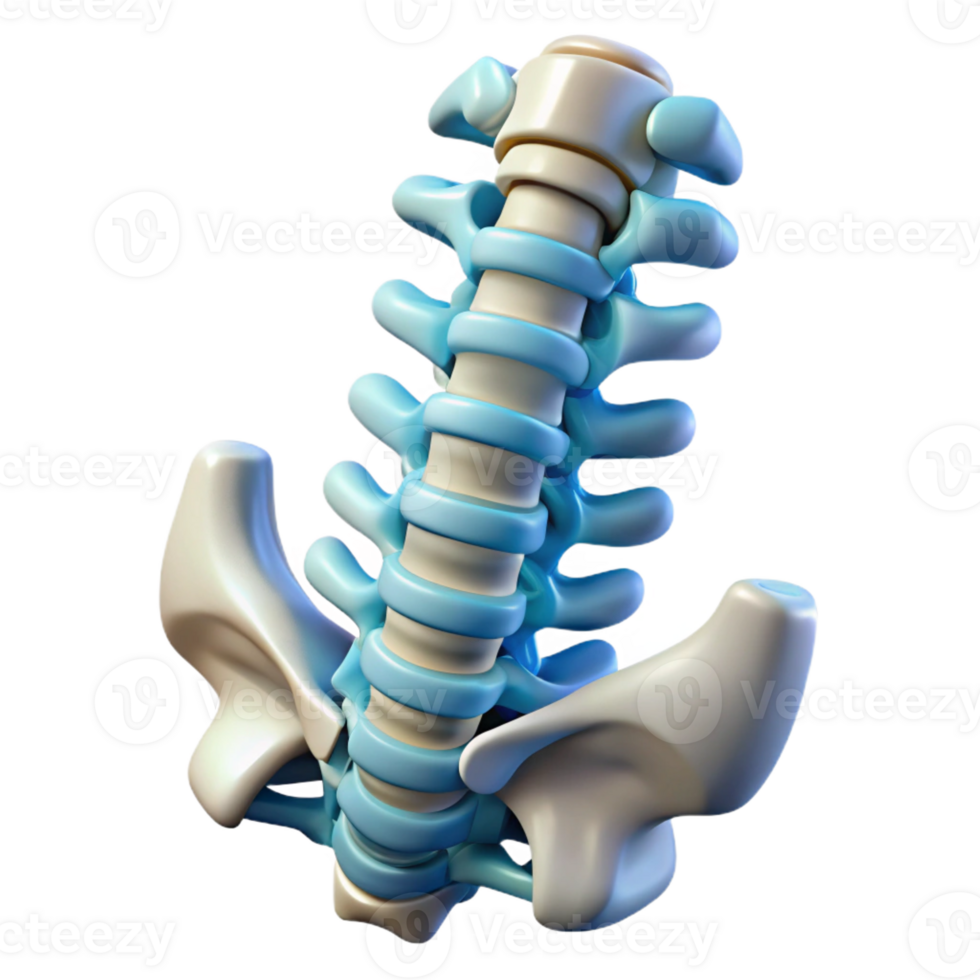 alluring exceptional Professional render, concept art style, biomechanical spine with integrated hydraulics, isolated cutout with Transparent Background png