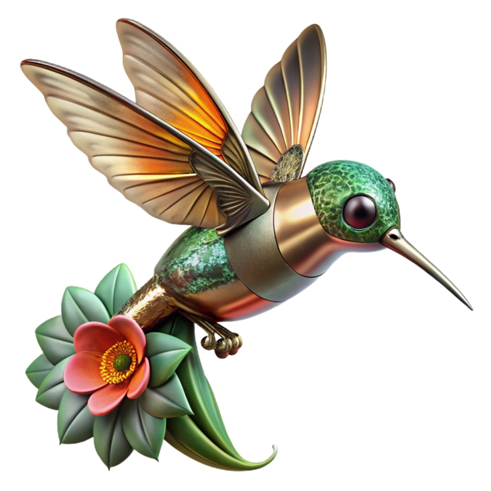 elegant contemporary A Steampunk Hummingbird with Delicate 4K png
