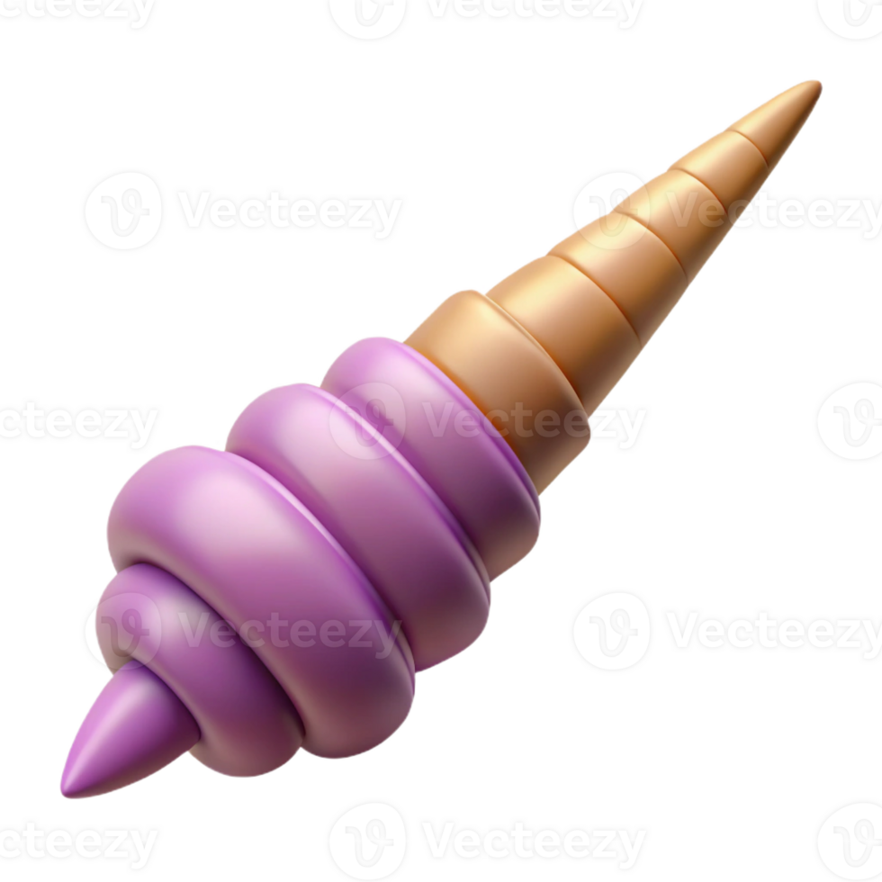 alluring creative Photorealistic, ultra-detailed isolated cutout of a single, unicorn horn with spiraling grooves, professional render with Transparent Background exclusive png