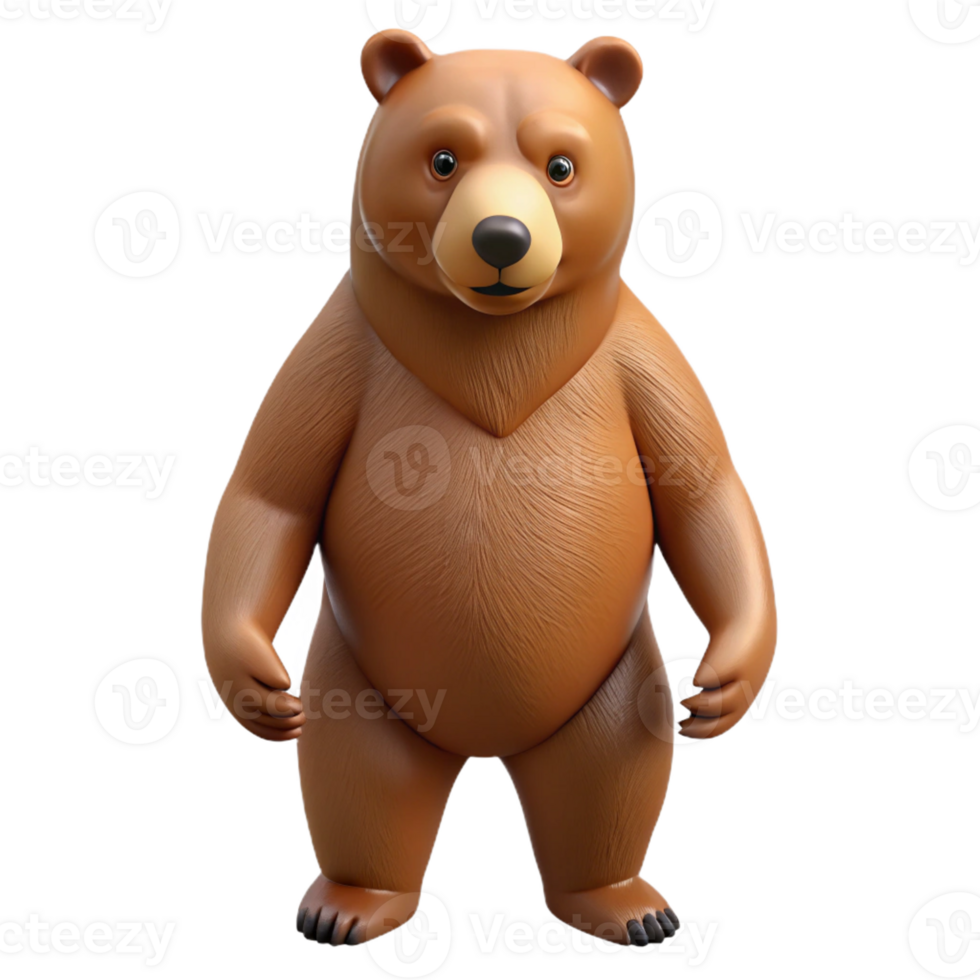enchanting memorable Concept art style, hyper-specific isolated cutout professional render of a single grizzly bear standing on hind legs with Transparent Background png