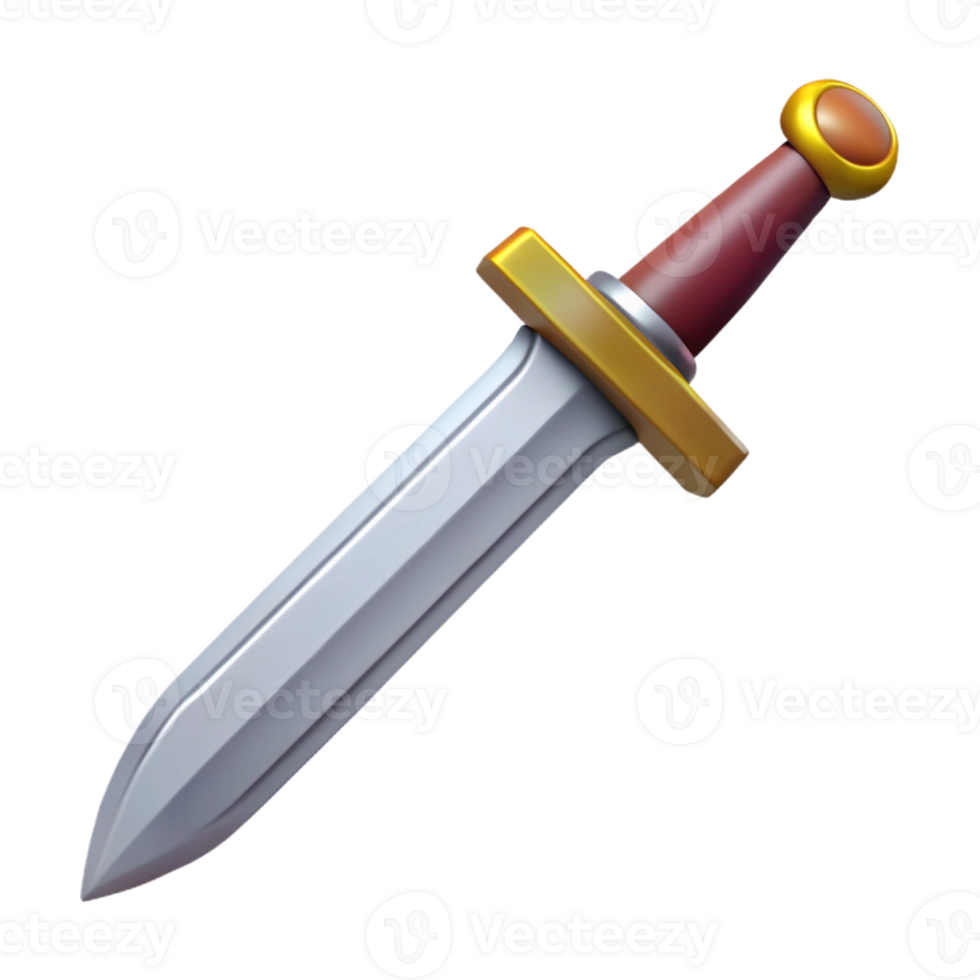 dynamic vibrant A realistic sword, leather hilt, sharp blade with Transparent Background crisp png
