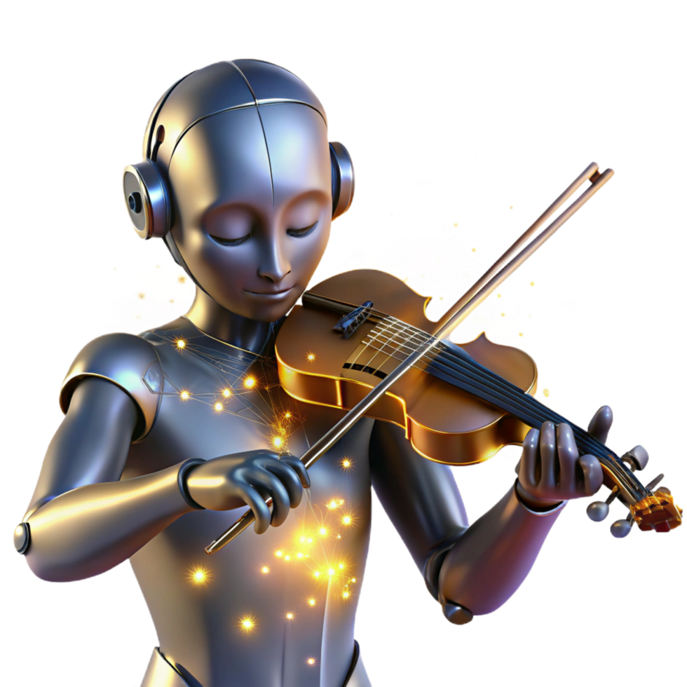 extraordinary artistic A Humanoid Robot Playing a Violin high resolution png