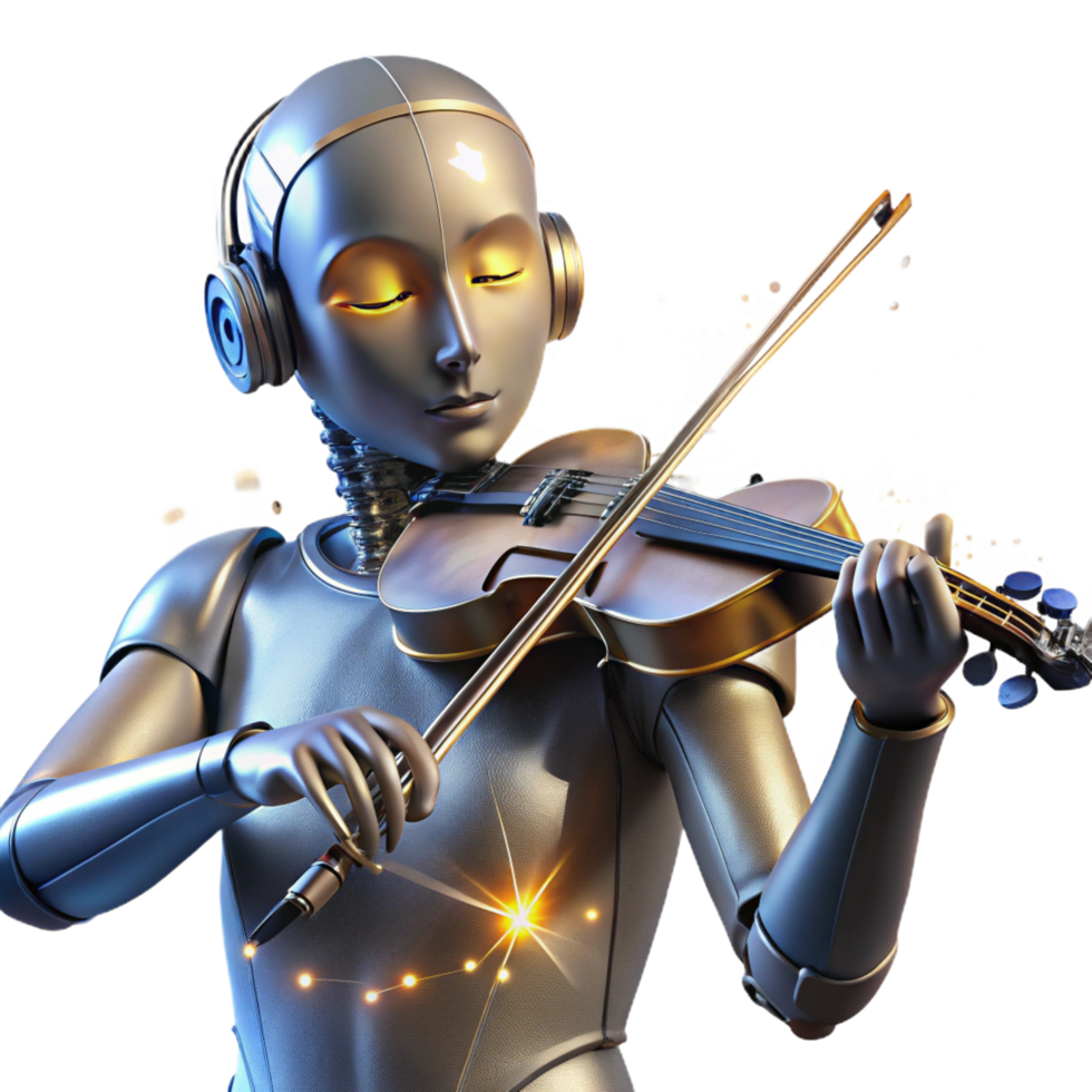 magnificent abstract A Humanoid Robot Playing a Violin detailed png