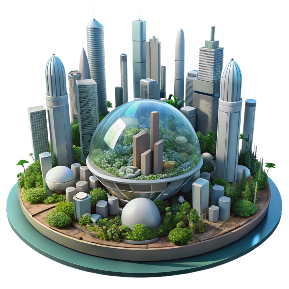 vibrant abstract A Futuristic City Built Within a Giant professional png