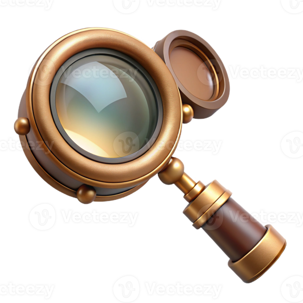 alluring celebrated Steampunk monocle with a brass frame and magnifying lens with Transparent Background png
