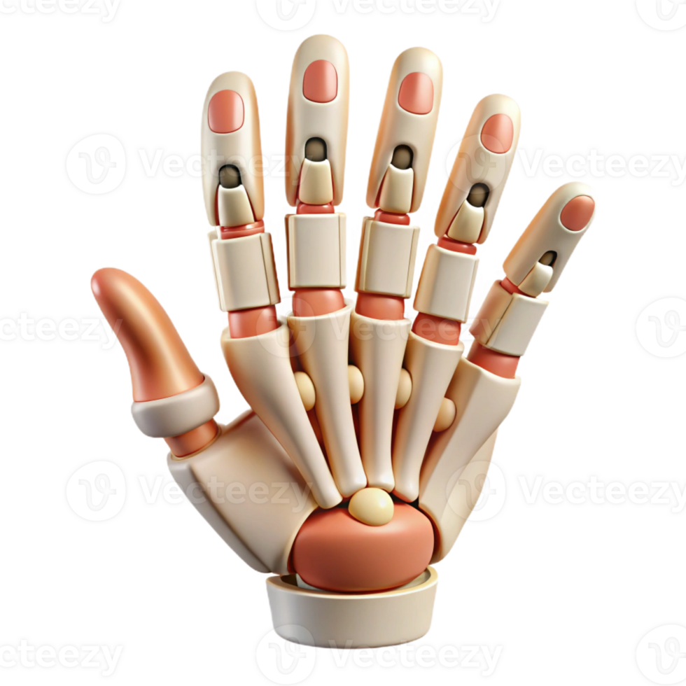 breathtaking notable Ultra-detailed, photorealistic professional render of a single biomechanical finger with articulated joints with Transparent Background png
