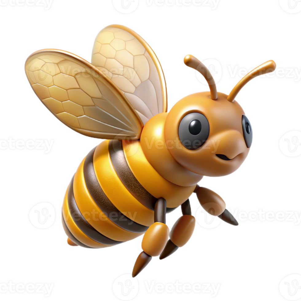 energetic hypnotic Honeybee in flight wings spread with Transparent Background luxury png