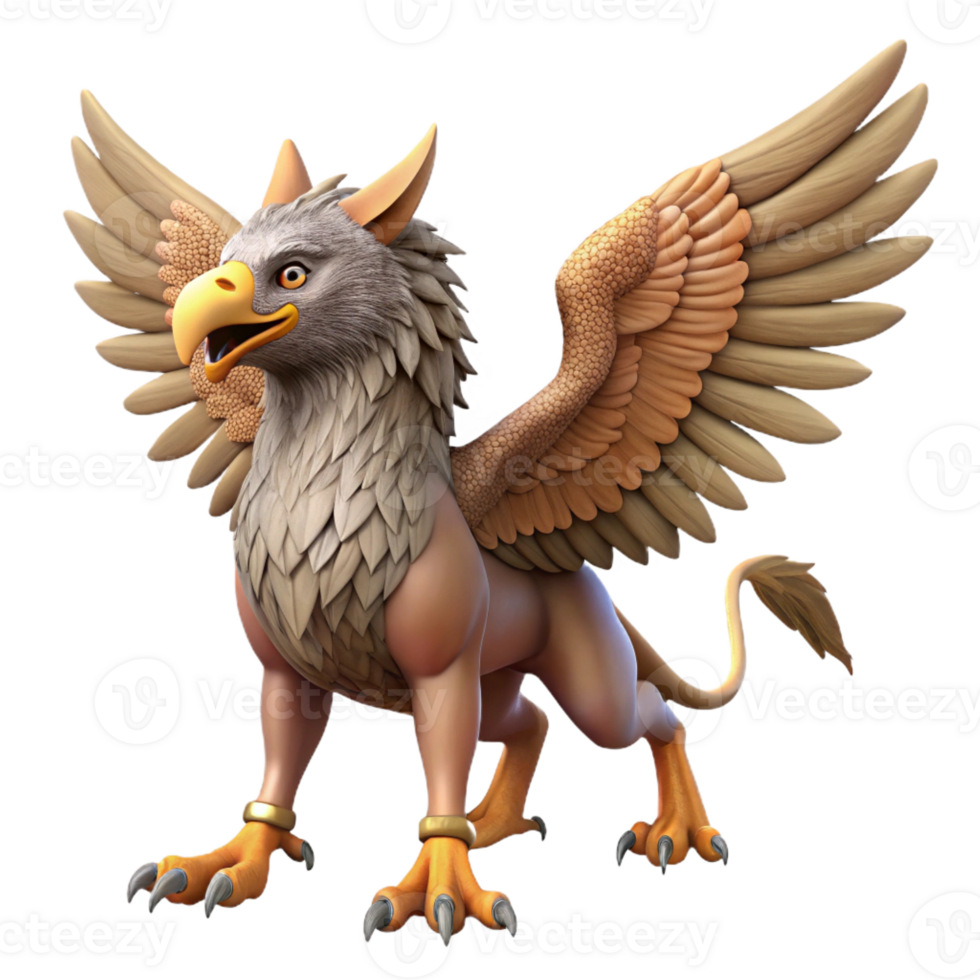 extraordinary calm industrial A majestic griffin, wings spread, talons extended with Transparent Background flawless png