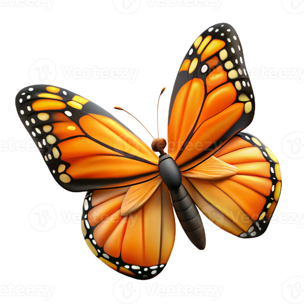 extraordinary bold classic Monarch butterfly wings open with Transparent Background perfect clarity png