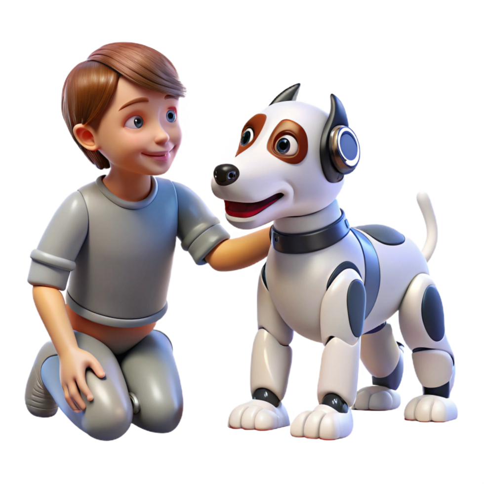 magnificent creative A Robotic Dog Interacting with a Child exclusive png