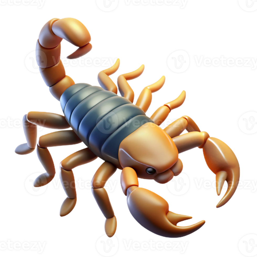 captivating quintessential Concept art style hyper-specific isolated cutout professional render of a single scorpion with Transparent Background png