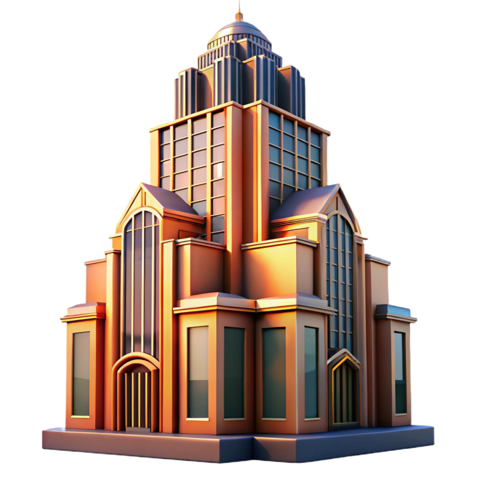 vibrant modern Art Deco Skyscraper Intricate Geometric detailed png