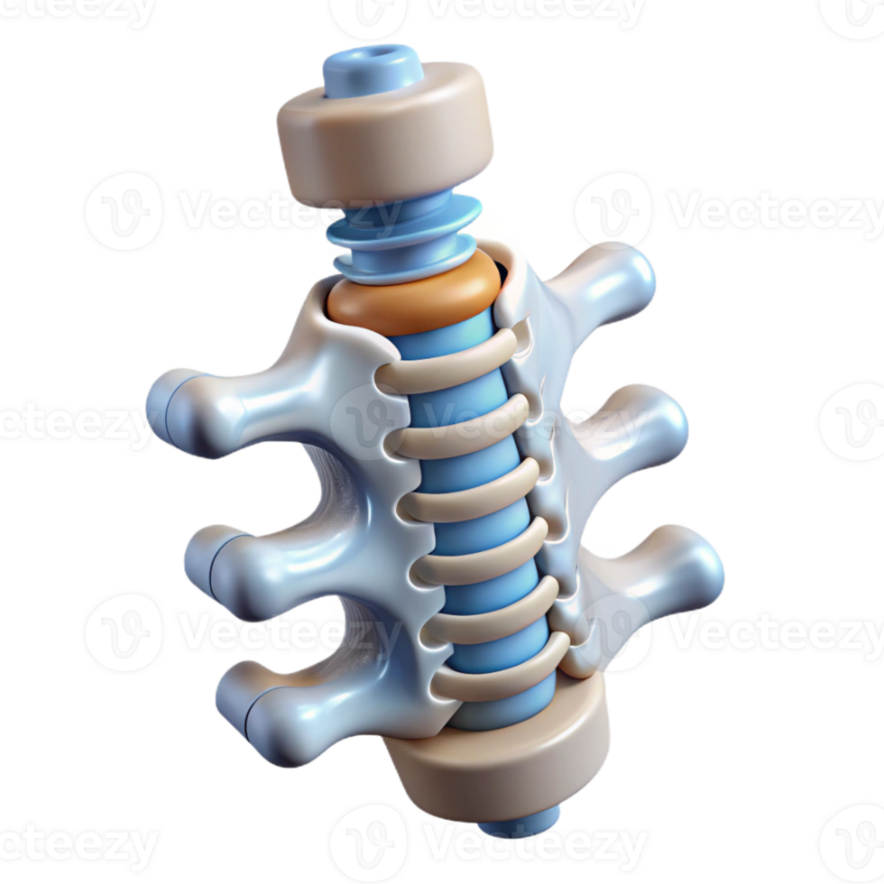 bold spectacular Isolated cutout, concept art style biomechanical spine with articulated vertebrae and hydraulic pistons Ultra-detailed with Transparent Background expertly shot png