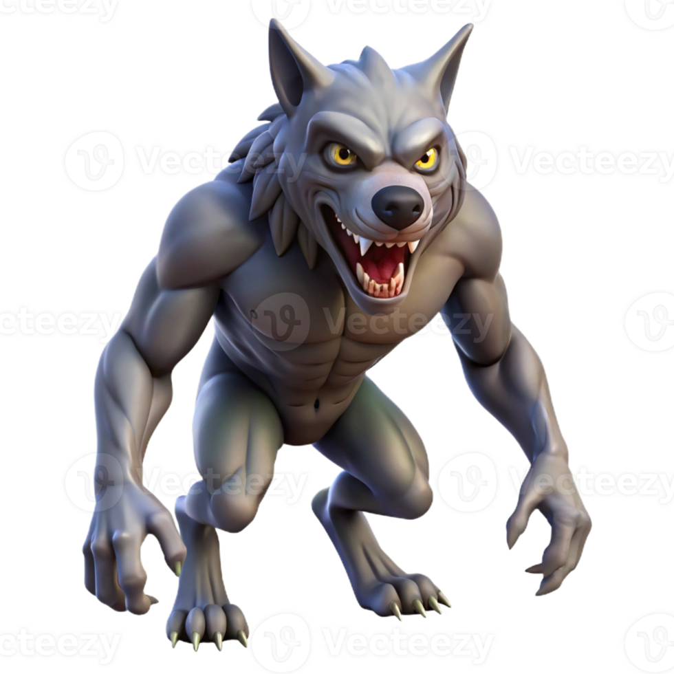 dynamic captivating A snarling werewolf, mid-transformation with Transparent Background luxury png