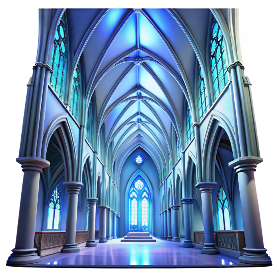 magnificent modern Gothic Cathedral Interior Towering premium png