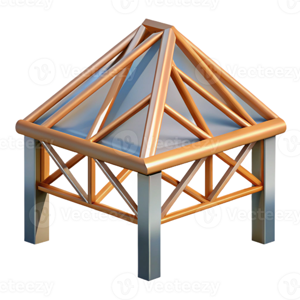 dramatic modern Truss roof structural element, with Transparent Background authentic png