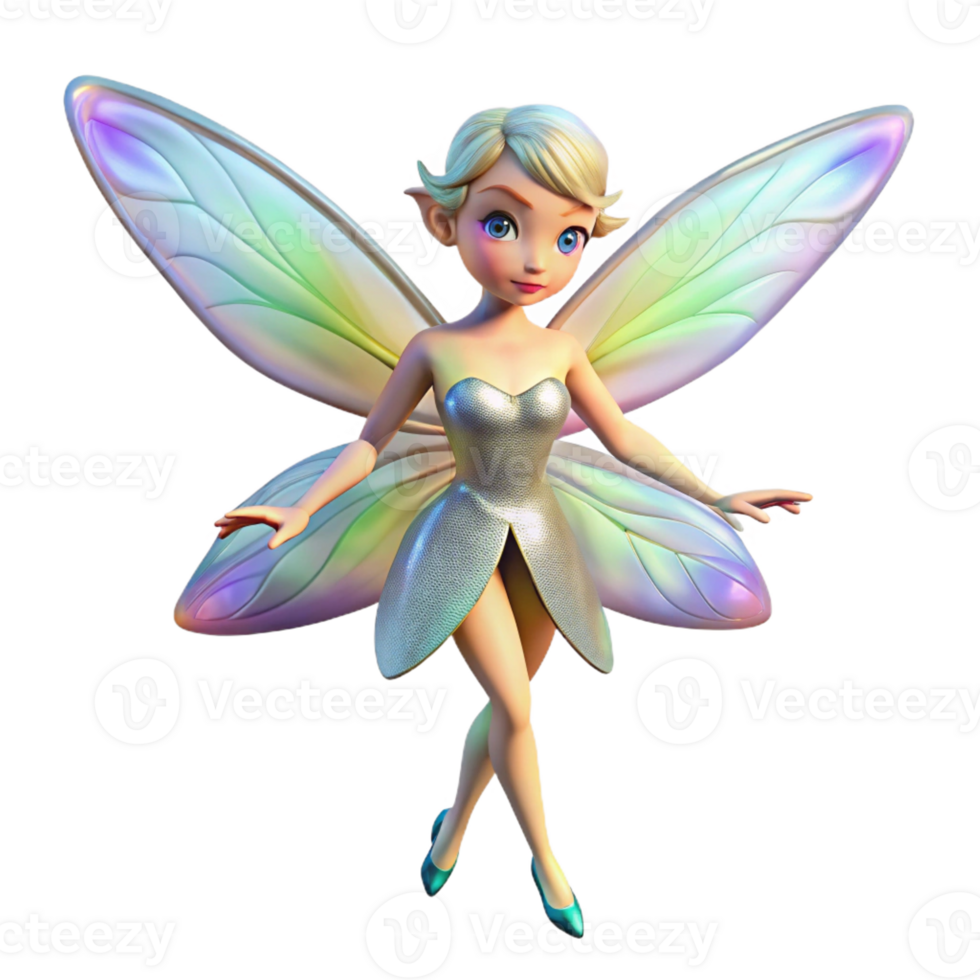 dramatic breathtaking A delicate fairy, iridescent wings shimmering with Transparent Background high quality png