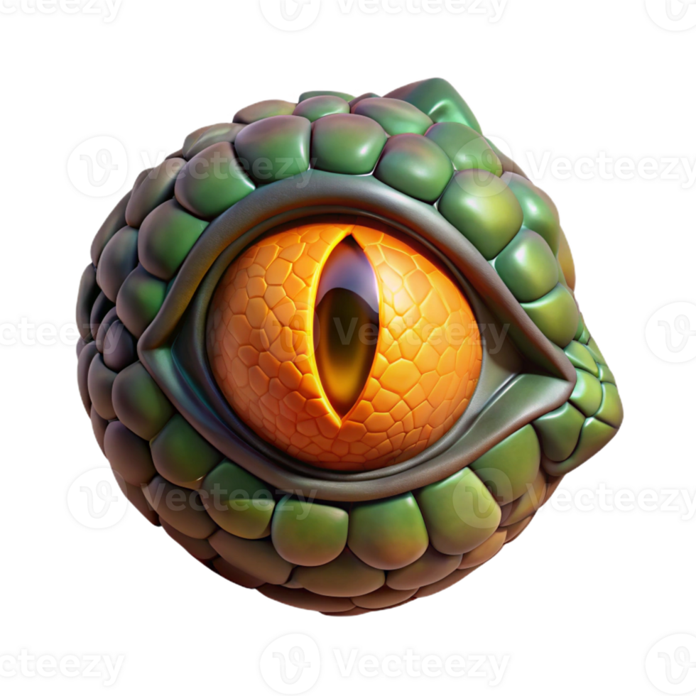 captivating sought-after A single, detailed dragon eye, reptilian and menacing with Transparent Background png
