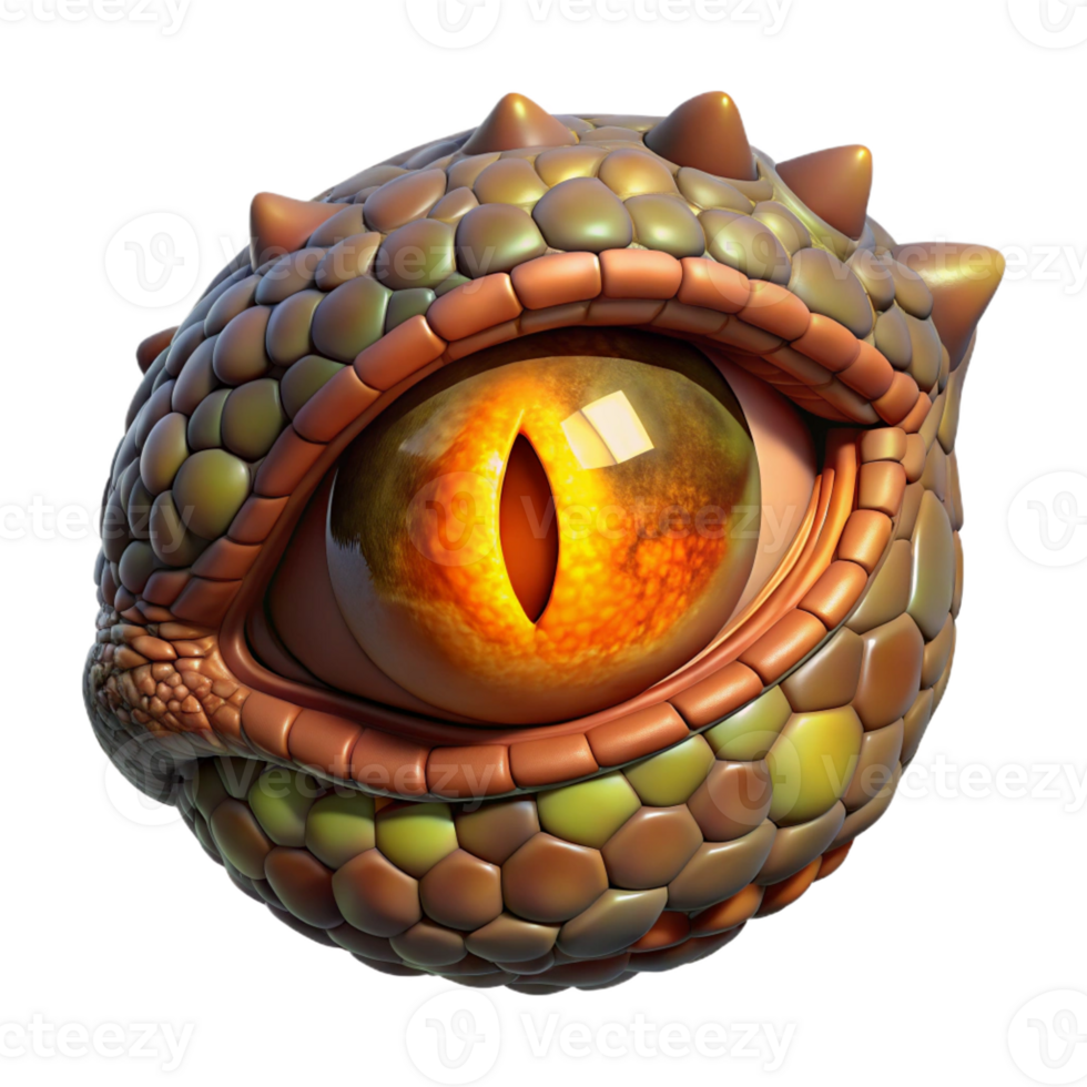 ethereal dramatic A single, detailed dragon eye, reptilian and menacing with Transparent Background 4K png