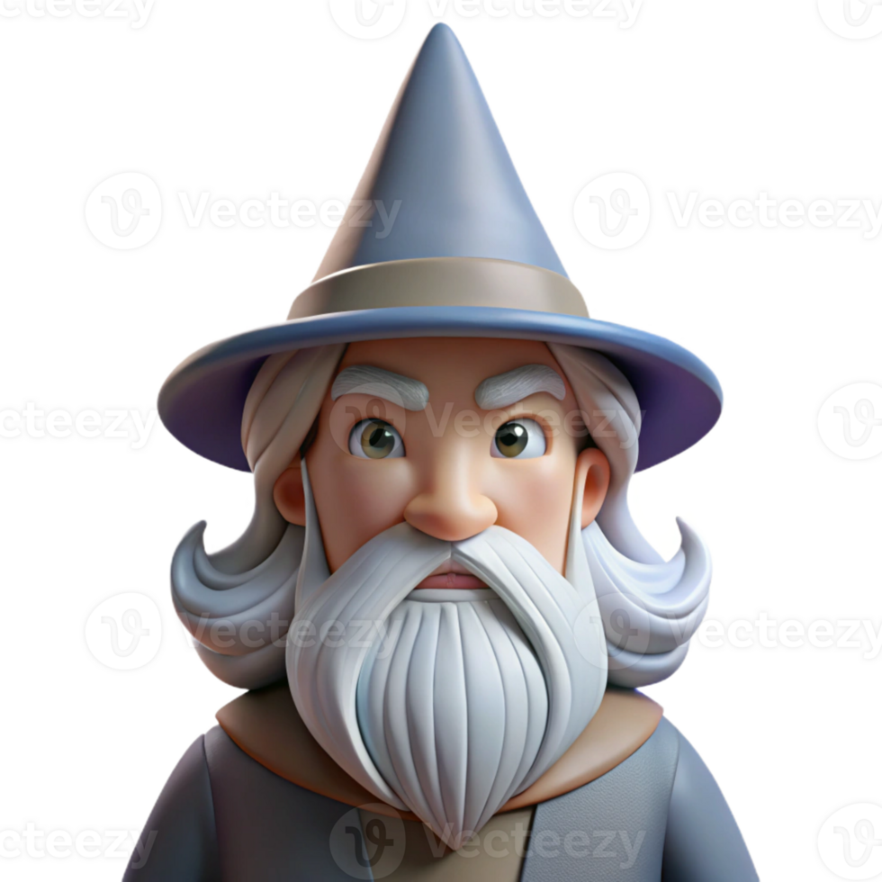 exceptional modern A wise old wizard, with a long white beard and pointed hat with Transparent Background flawless png