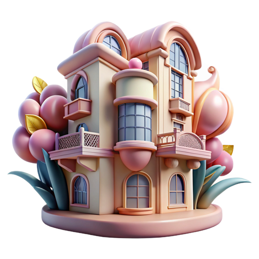 beautiful creative Art Nouveau Apartment Building Flowing premium png