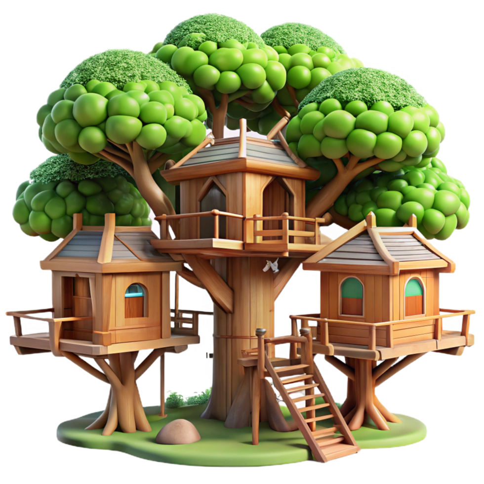 extraordinary traditional Treehouse Village Interconnected Wooden high resolution png