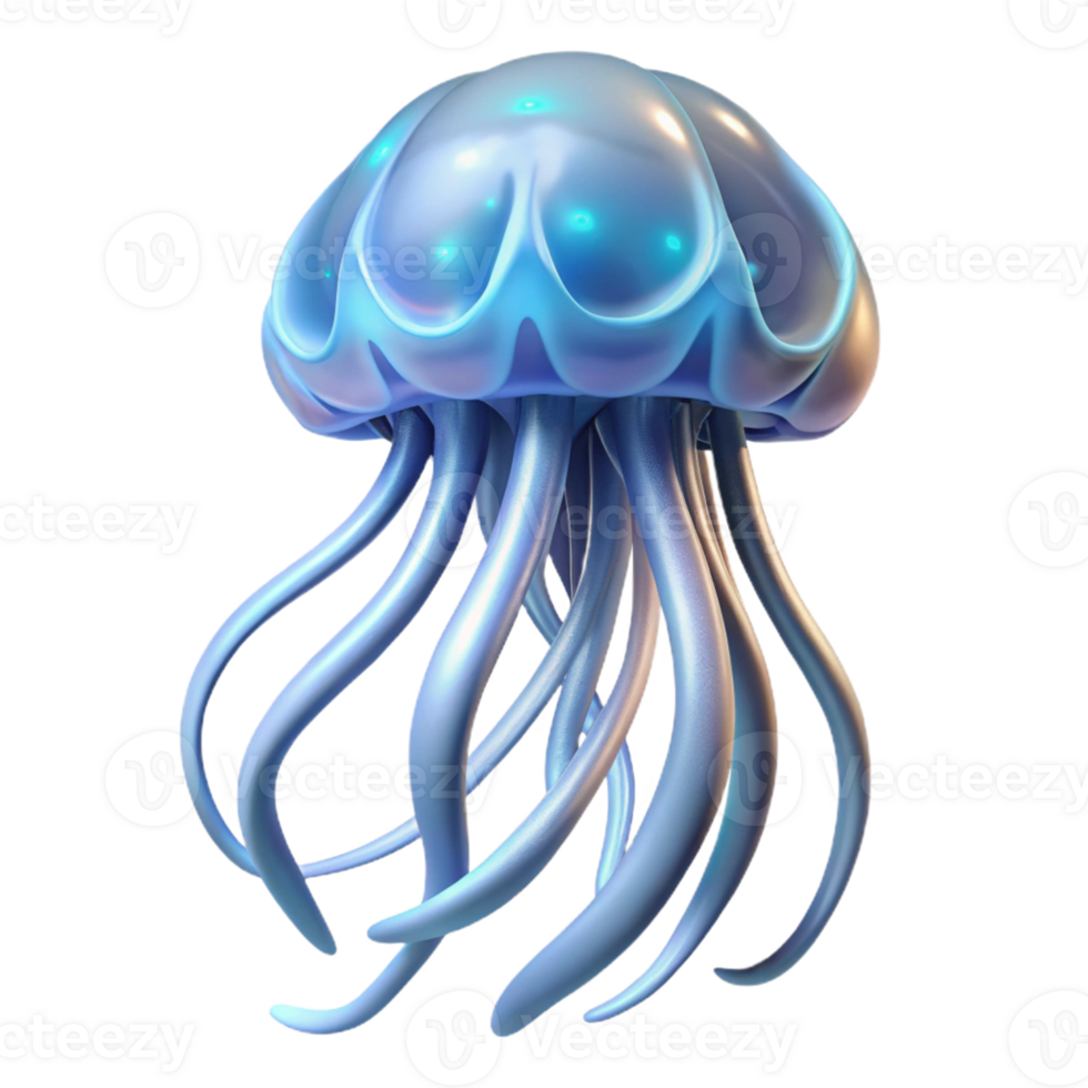 dramatic notable Concept art style, isolated cutout of a single, bioluminescent, fractal-shaped jellyfish, pulsating with intricate inner light patterns with Transparent Background png