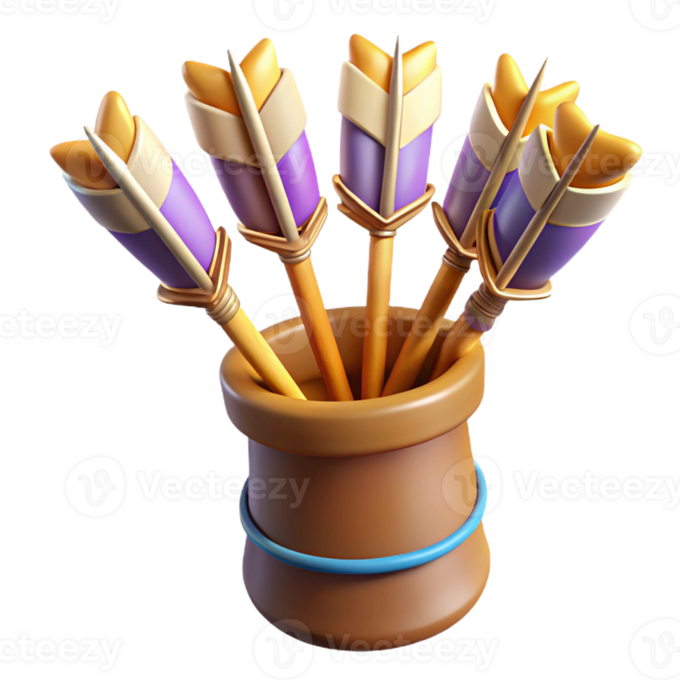 dreamy alluring A quiver full of magical arrows, fletched with feathers with Transparent Background original png