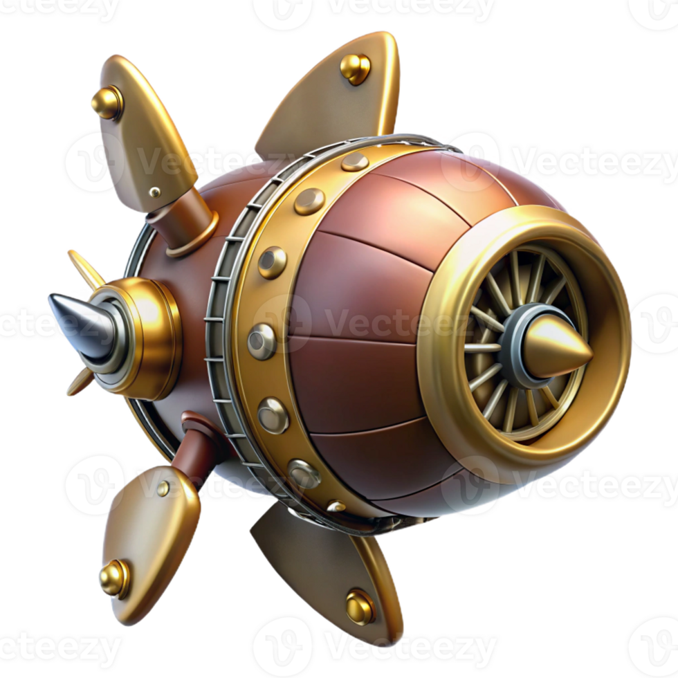 acclaimed contemporary A steampunk airship propeller, highly detailed with Transparent Background ultra HD png