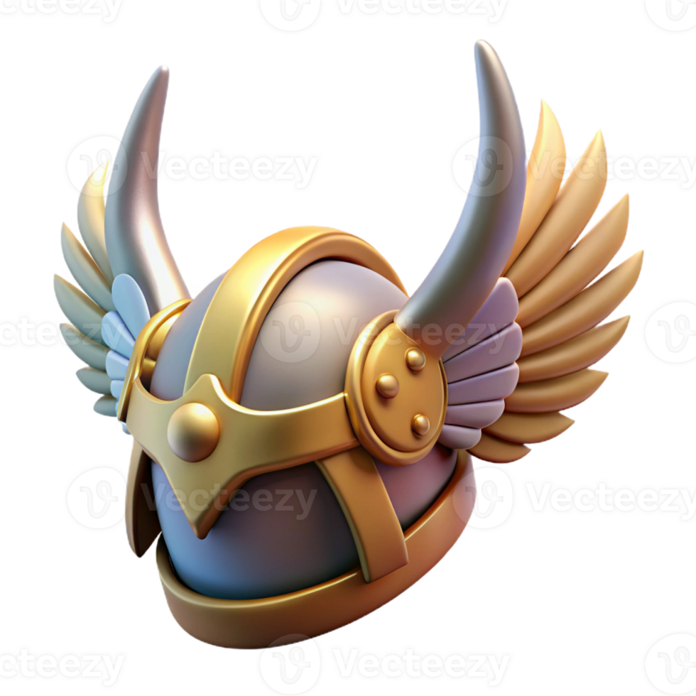captivating harmonious artistic A winged helmet, adorned with feathers and horns with Transparent Background flawless png