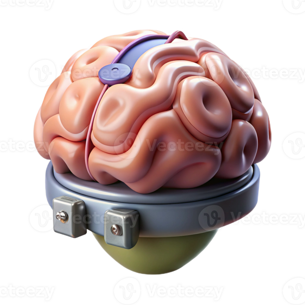 calm pristine Ultra-detailed, isolated cutout, biomechanical brain implant with enhanced cognitive functions with Transparent Background elite png