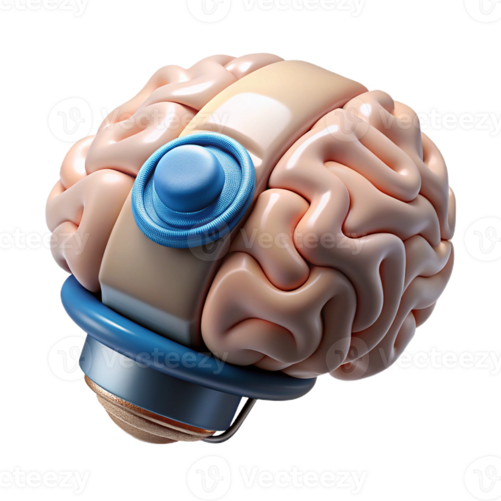 acclaimed impressionist Ultra-detailed, isolated cutout, biomechanical brain implant with enhanced cognitive functions with Transparent Background high quality png