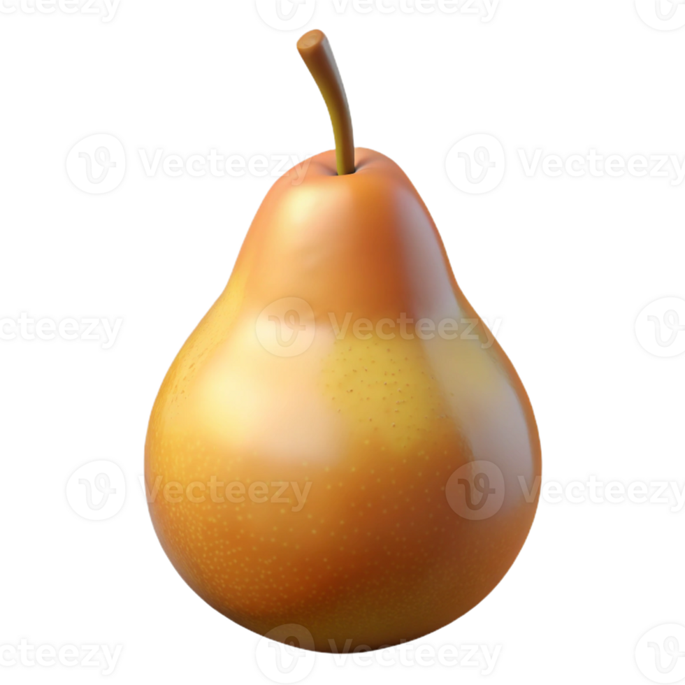 dramatic exceptional Photorealistic, ultra-detailed, hyper-specific professional render of a single ripe Bartlett pear, isolated cutout with Transparent Background png