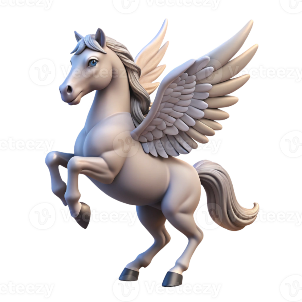 alluring creative A winged horse Pegasus, rearing up with Transparent Background perfect clarity png
