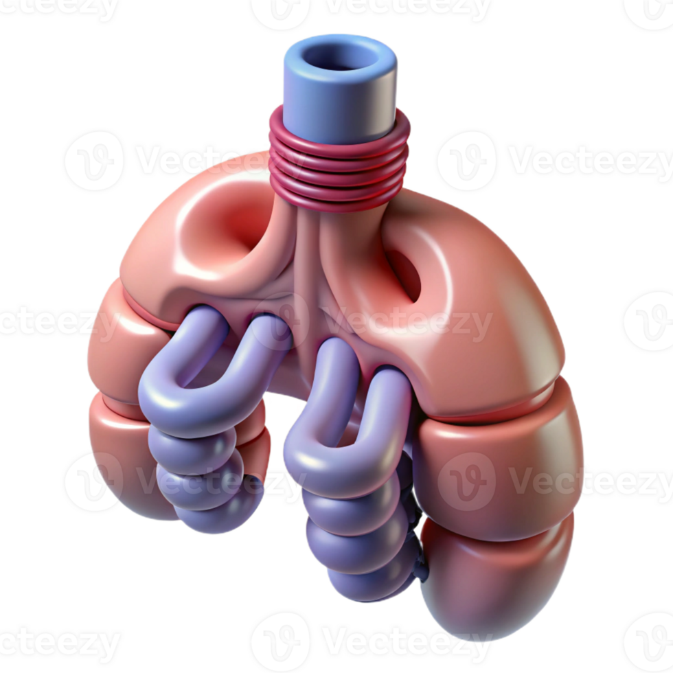 celebrated impressionist Hyper-specific, photorealistic render of a biomechanical artificial trachea, isolated cutout with Transparent Background sharp png