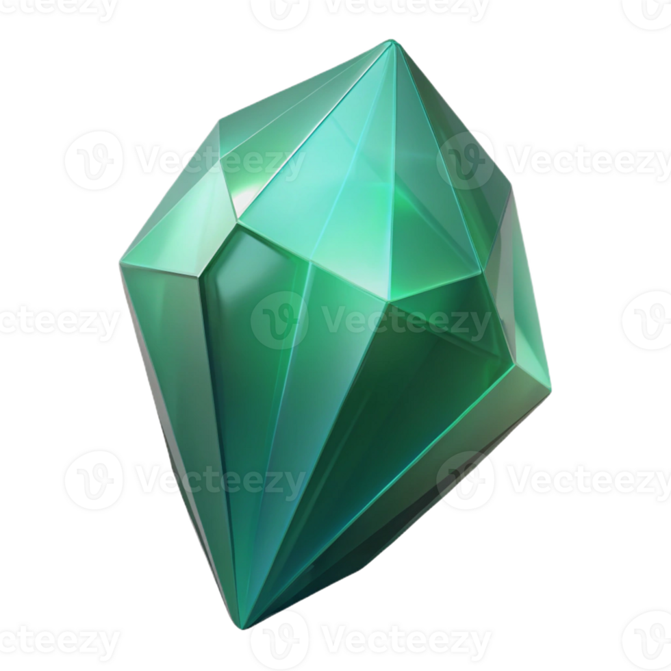 acclaimed abstract Professional render, ultra-detailed, isolated cutout of a single, raw emerald crystal with Transparent Background luxury png