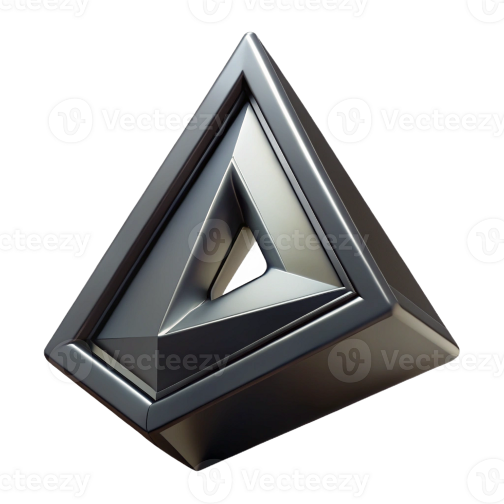 captivating rustic Hyper-specific professional render of an isolated, levitating, Penrose triangle made of obsidian Isolated cutout with Transparent Background ultra HD png