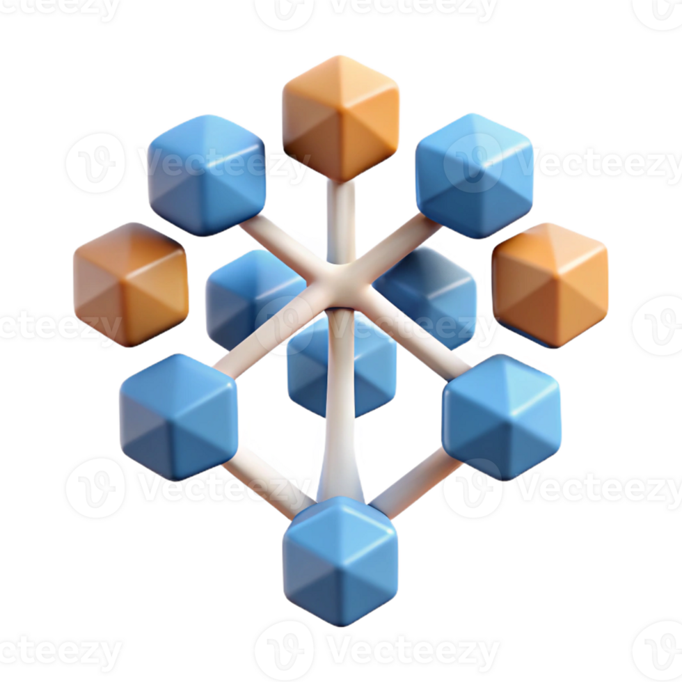 acclaimed rustic A stylized, minimalist tree made of interconnected geometric shapes with Transparent Background professional png