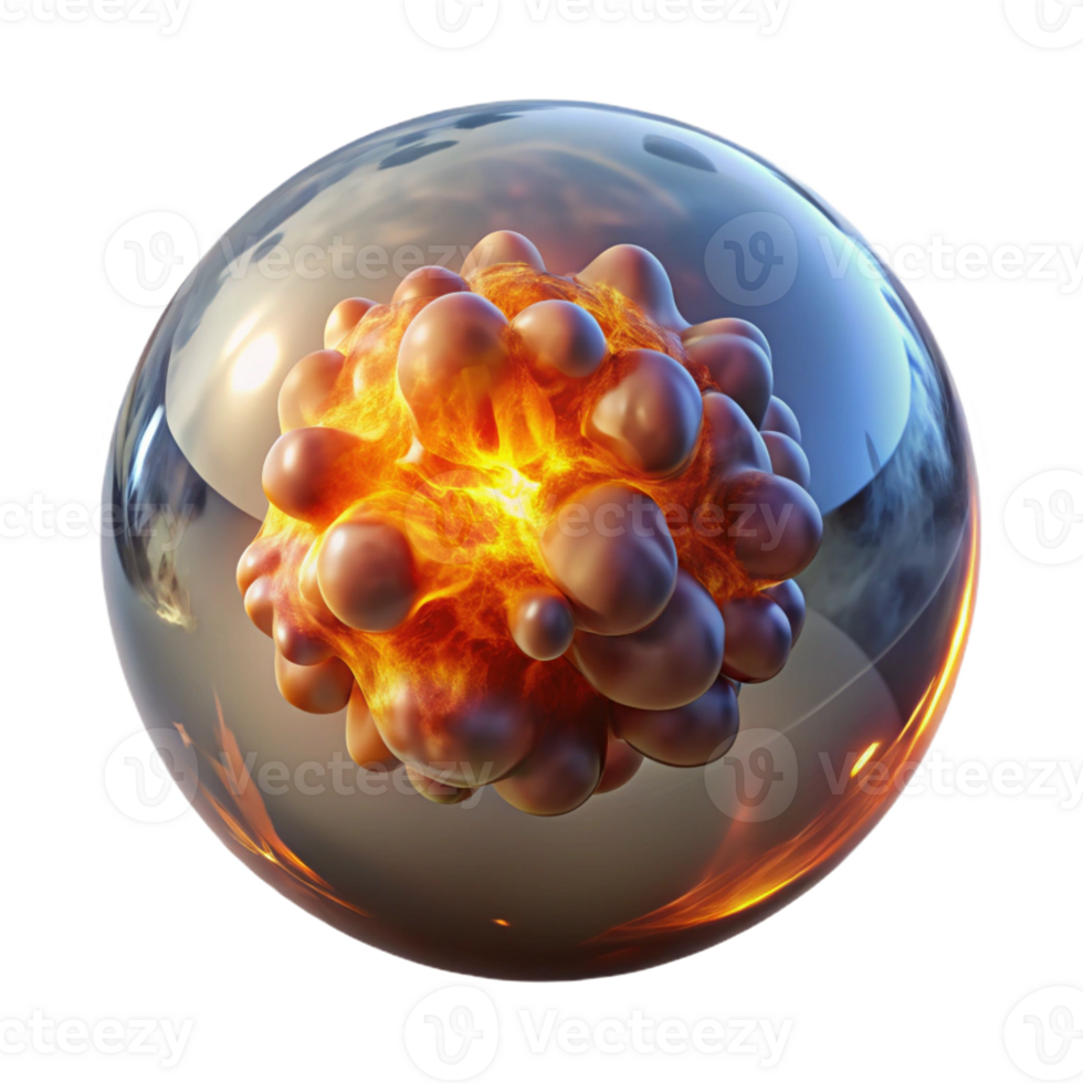 exceptional industrial Photorealistic, ultra-detailed isolated cutout of a single, exploding supernova contained within a glass sphere with Transparent Background elite png