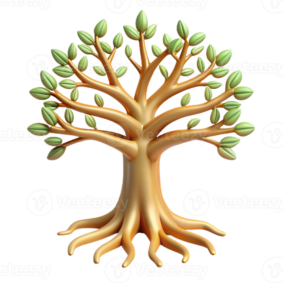 dazzling bohemian A stylized tree of life, with intricate branches and roots with Transparent Background detailed png